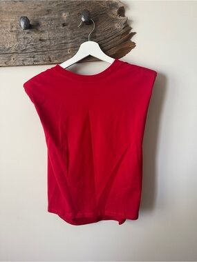Aritzia Red Short-Sleeve Shoulder Pad Tee